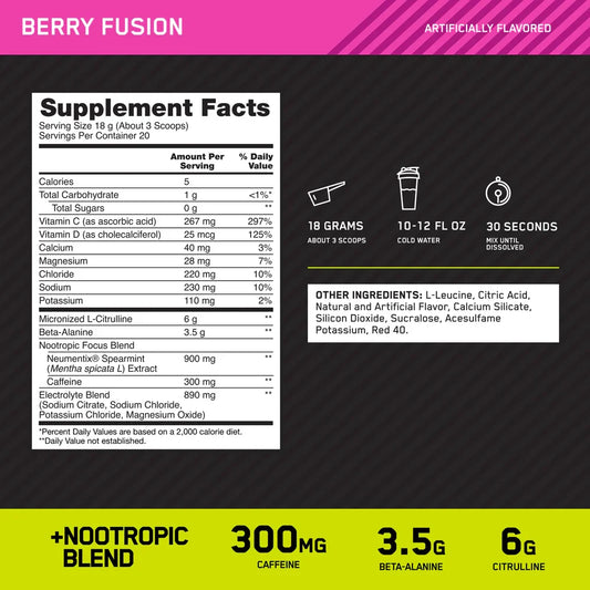 Optimum Nutrition Amped 20Serv
