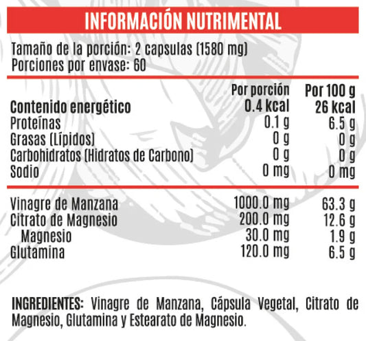Adv Vinagre de manzana + Citrato de Magnesio 120Caps