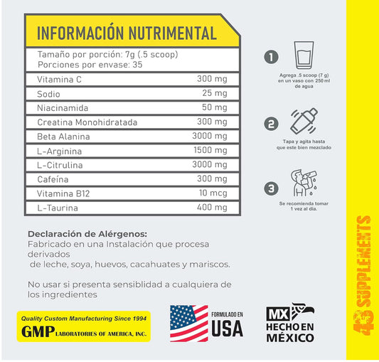 43 Supplements Pre Entreno Alert 35 Serv
