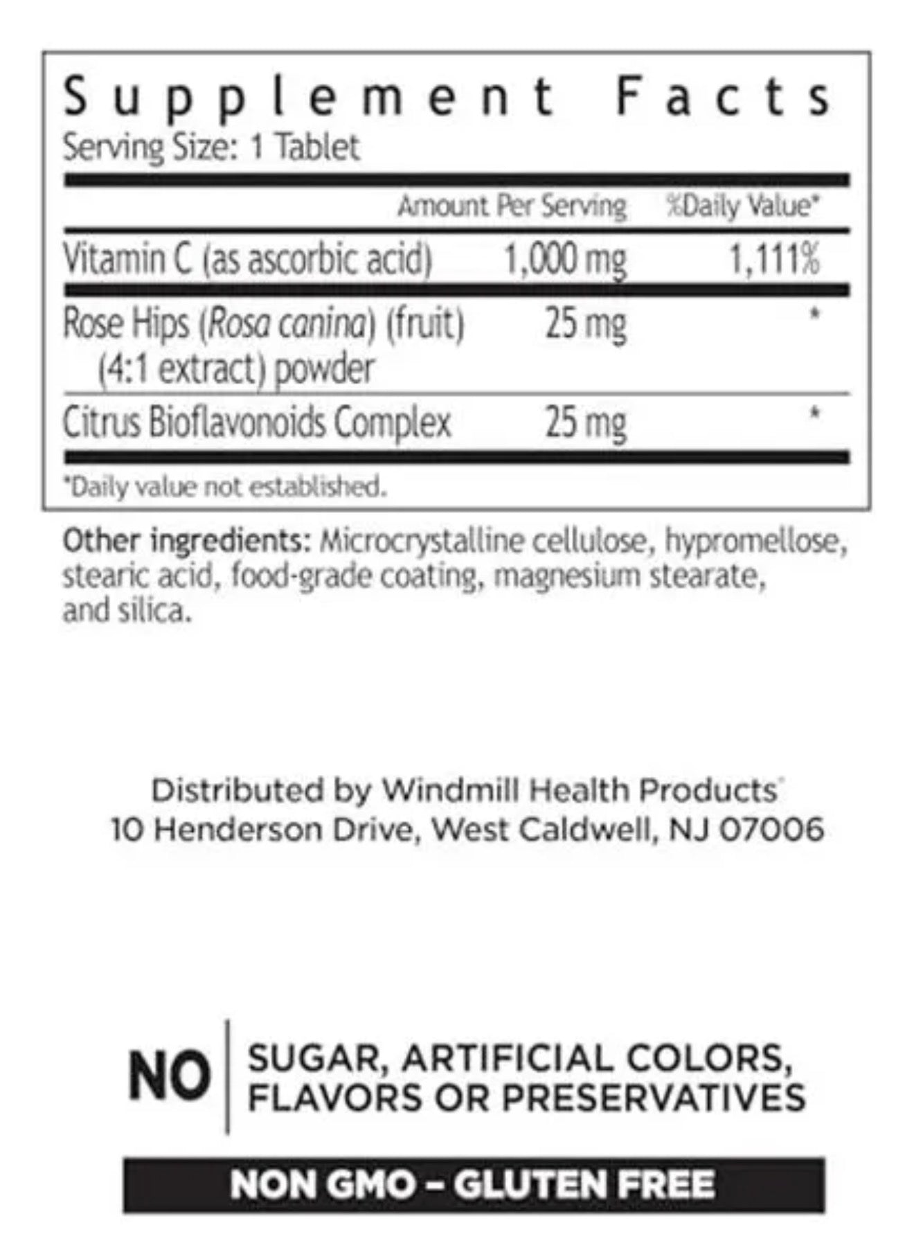Windmill Timed Release Vitamina C 1000mg 180 Tabs