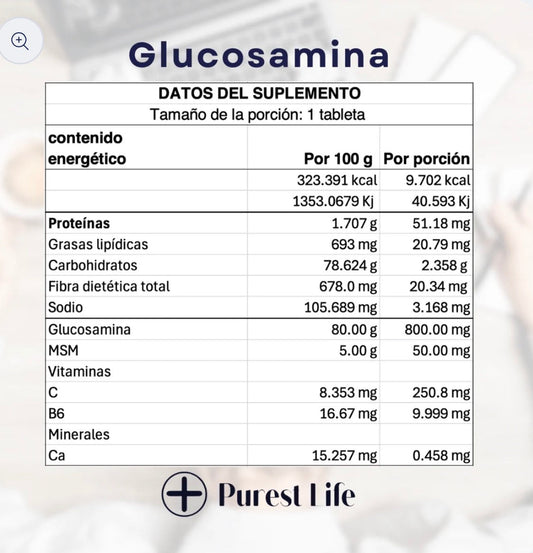 Purest Life Glucosamina 100 Tabs