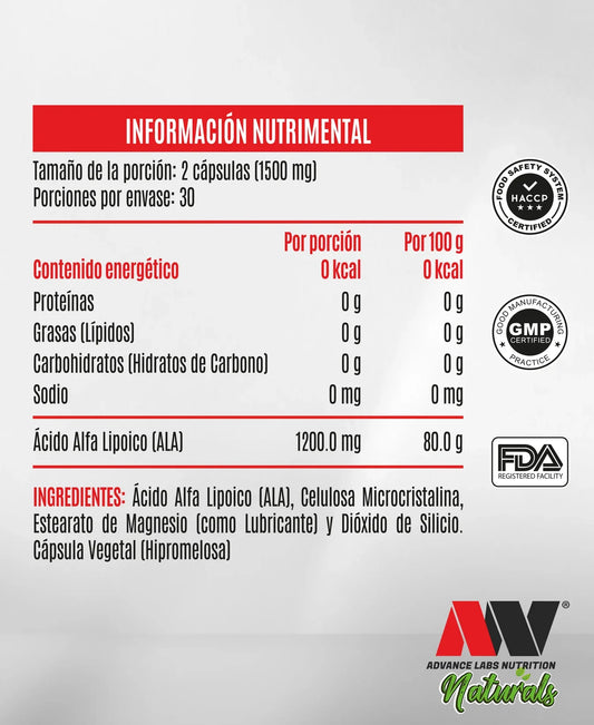 Advance Nutrition Acido Alfa Lipoico 60 Caps