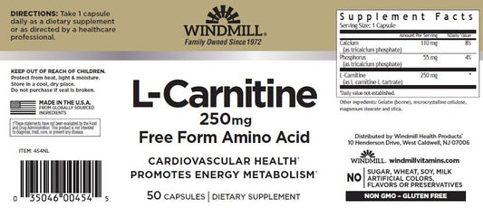 Windmill L-Carnitine 250 Mg 50 Caps