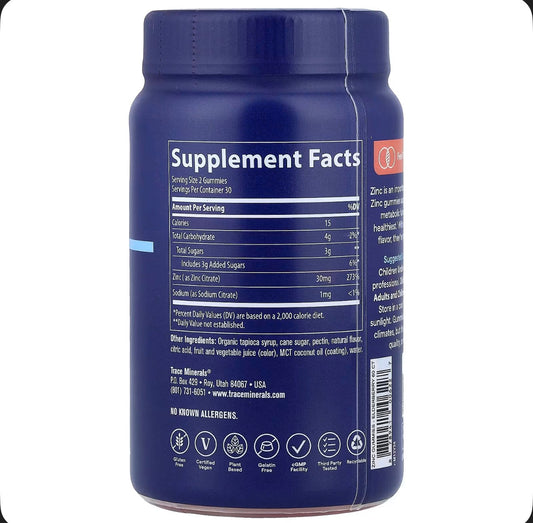 Trace Minerals Zinc Gummies 60 Gomitas
