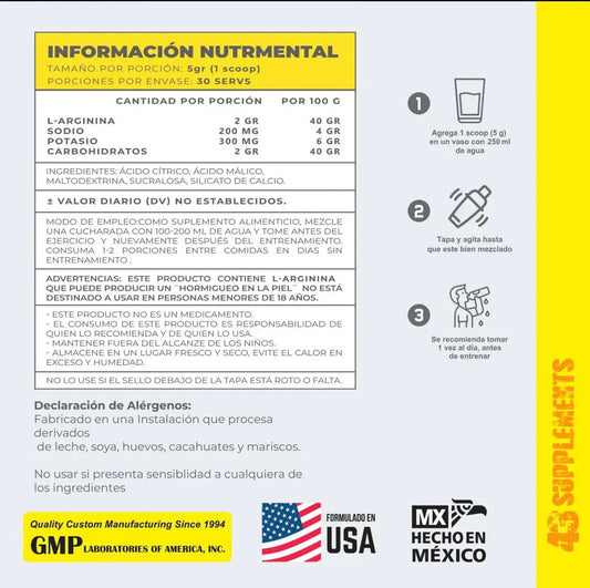 43 Supplements Arginina 150 Gr