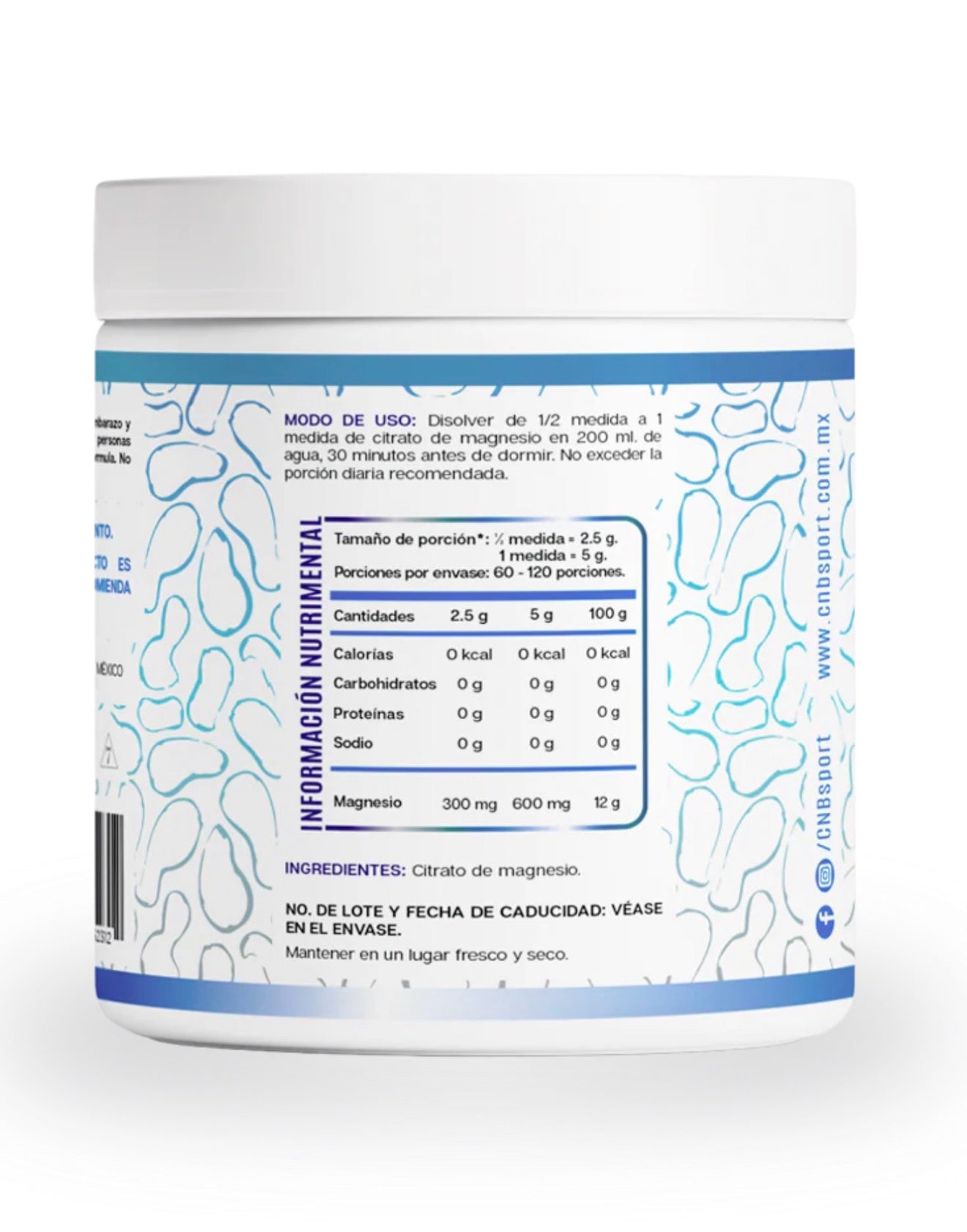 CNB Citrato de Magnesio 300 Grs 120 Serv