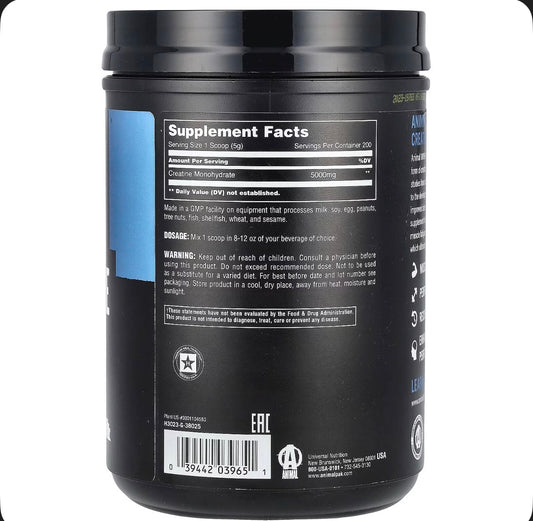Universal Animal Creatina Powder 1 Kg 200 Servicios