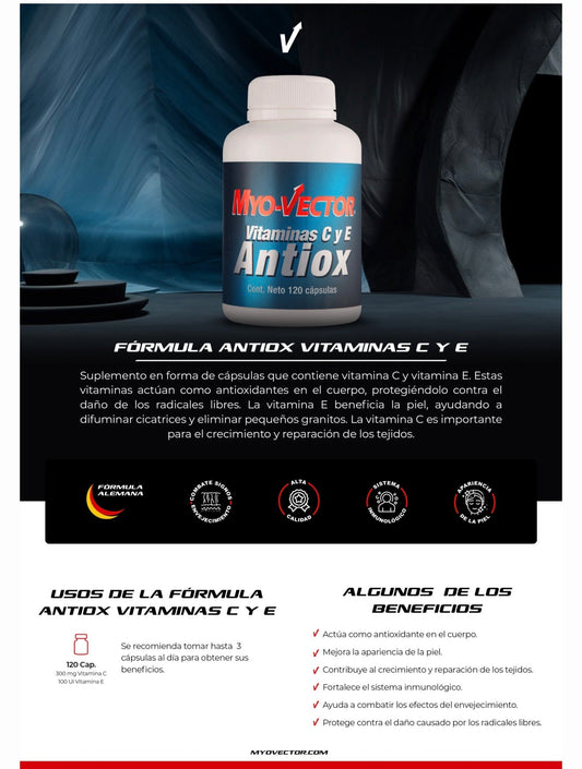 Myo-Vector Antiox Vitamina C y E 120 Caps