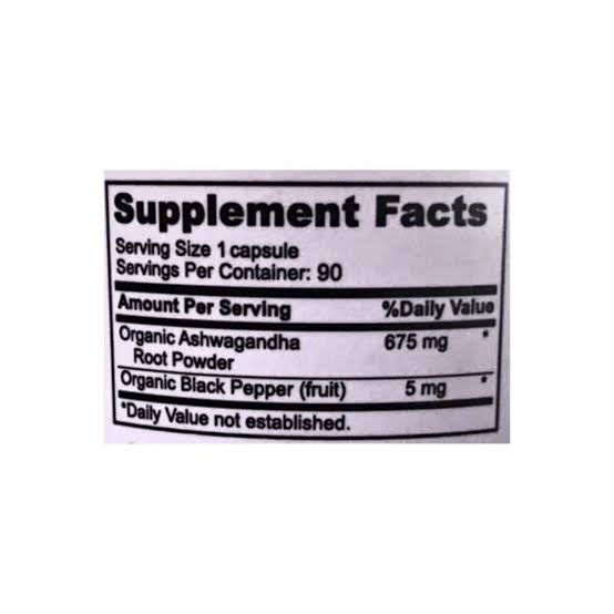 Pure Nutrition Ashwagandha 675 Mg 90 Caps