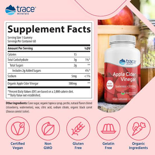 Trace Minerals Apple Cider Vinegar Gummies 60 Gomitas