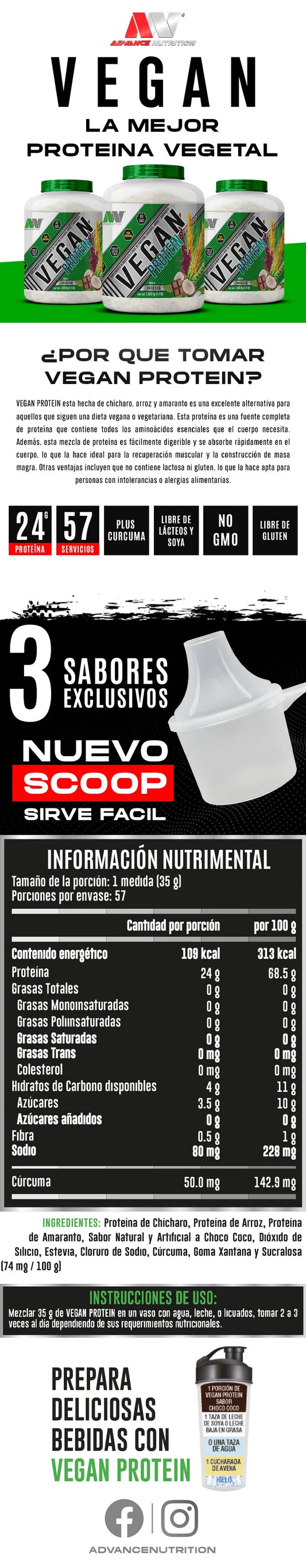 Advance Nutrition Vegan Naturals 4.4 Lbs Choco Coco
