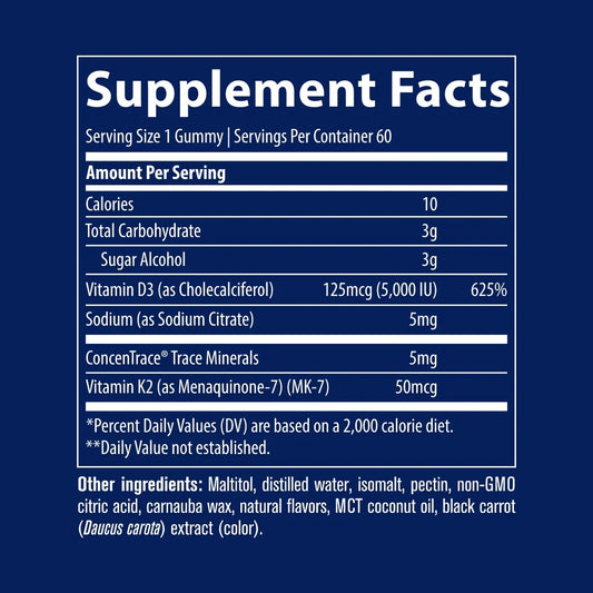 Trace Minerals Vitamina D3 + K2 60 Gomitas