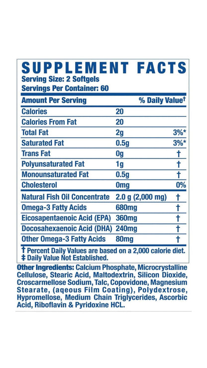 Ronnie Coleman Omega 3 Xs 120 Tabletas